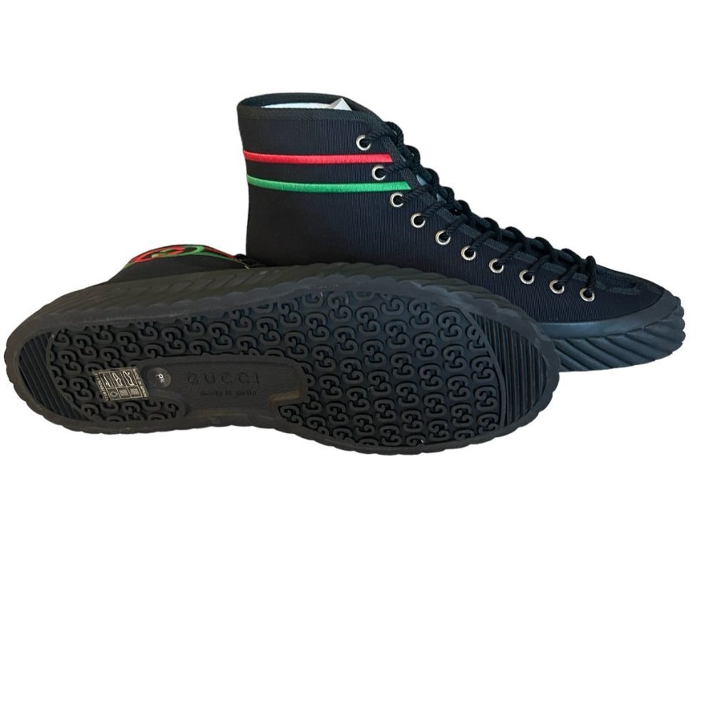 GUCCI MEN'S SNEAKER "SEPANG" BLACK CLOTH GG HIGH TOP 733033 - SIZE GUCCI 7.5 - Picture 12 of 15